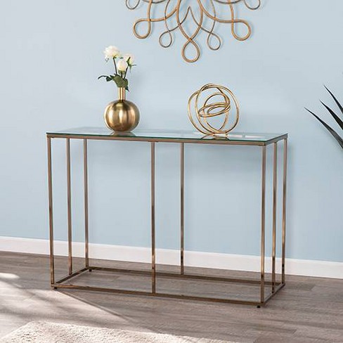 Nicholas Contemporary Glass Top Console, Narrow Console Table Glass Top