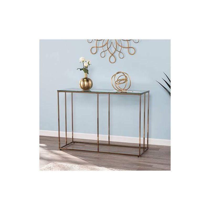 Nicholas Contemporary Glass Top Console Table Champagne - Aiden Lane, 1 of 8
