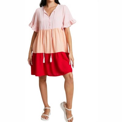 Women's Tiered Color Block Dress - Hailey & Co