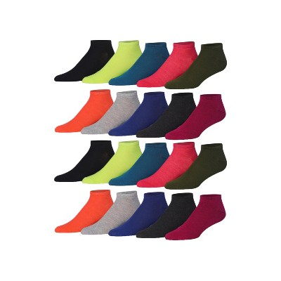 JAMES FIALLO Mens 20 Pairs Classy Extra Lightweight Solid Classic Colorful Pattern Low Cut/No Show Socks