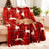 Lomsoe Christmas Flannel Throw Blanket for Couch, Soft Fuzzy Cozy Blankets for Winter, Green Reindeer Patternt Decoration Blanket. - 2 of 4