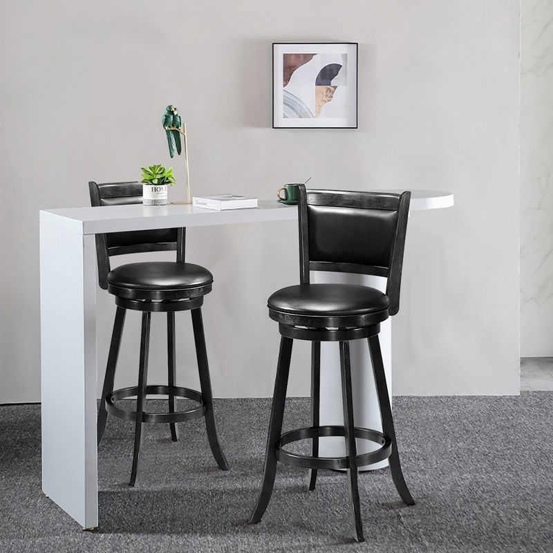 Costway Set of 2 29'' Swivel Bar Height Stool Wood Dining Chair Barstool Black, 4 of 11
