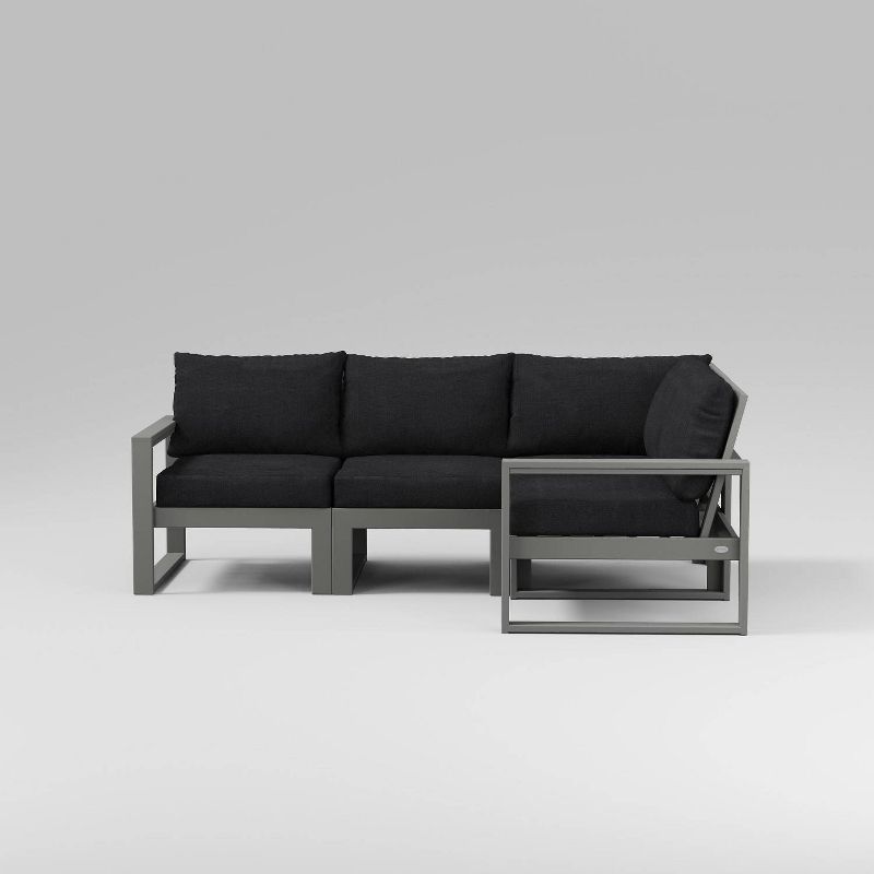 POLYWOOD 4pc EDGE Modular Deep Seating Outdoor Patio Sectional Sofa Furniture Set, 2 of 4