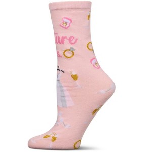 Memoi Future Mrs. Greeting Card Crew Socks Light Pink One Size - 1 of 4