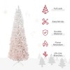 YOOCOZZ  Christmas Decoration - 6Ft  Unlit Pencil Fir Artificial Xmas Tree with Realistic Branches and Steel Base, Pink and White, Easy to Setup - 4 of 4