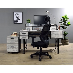 Vynxaria Safea Antique White & Black Finish Computer Desk - 1 of 4