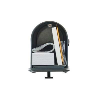 Edson Medium Gray Galvanized Steel Post Mount Mailbox