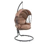 Barton Hanging Egg Chair Lounge Chair Canopy Cushions with Stand, Brown