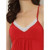 cheibear Women's V Neck Lace Trim Solid Color Pajama Sleepdress Nightgown - 4 of 4
