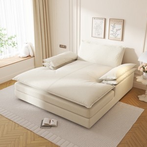 AENKYO Modern Chaise Lounge Chair,Deep Seat Upholstered Reading Chair with Detachable Design,Chenille Lazy Sofa Suitable for Living Room, Apartments - 1 of 4