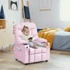 Infans Kids Youth Recliner Chair PU Leather w/Cup Holders & Side Pockets Pink - 2 of 4