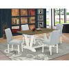 HomeStock 5-Pc Rectangle Natural Oak Finish Solid Wood Top Dining Table with 4 Upholstered Chairs - 2 of 4