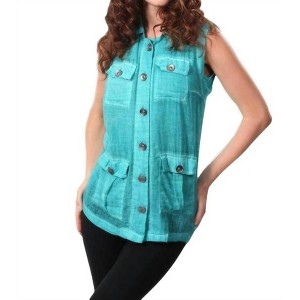 Women's Oil Wash Cargo Pocket Vest - ANGEL - 1 of 2