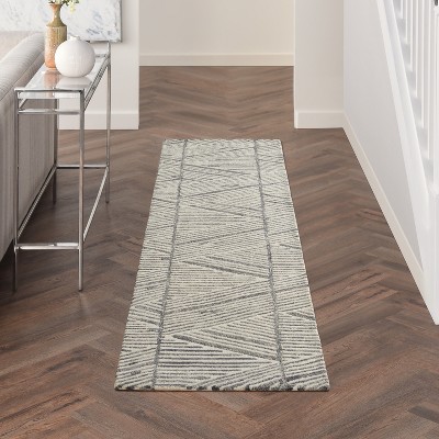 Artisanal Grey & White Hand-Tufted Wool Area Rug