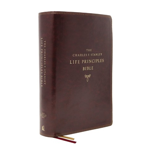 Nasb, Charles F. Stanley Life Principles Bible, 2nd Edition, Leathersoft, Burgundy, Thumb Indexed, Comfort Print - by  Thomas Nelson (Leather Bound) - image 1 of 1