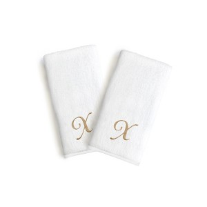 Linum Home Textles Monogrammed Luxury 100% Turkish Cotton Novelty White  Hand Towel (Set of 2) - 1 of 1