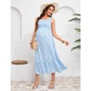 Women's Maternity Dress Boho Spaghetti Strap Square Neck Dress Floral Casual Ruffle Nursing Maxi Dress Baby Shower - 4 of 4