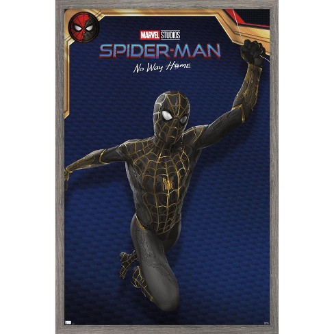 Trends International Marvel Spider-man: No Way Home - Black Costume Framed  Wall Poster Prints Barnwood Framed Version 