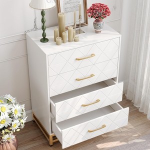Narrow Chest of Drawers, Small White Cabinet with Handles , Table for Bedroom, Hallway, Living Room, Multifunctional Space-Saving - 1 of 4
