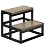 Monarch Specialties Ladder Step Stool Bedroom Kitchen Black Metal Dark Taupe Laminate Contemporary - 2 of 4