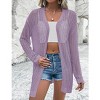 Coolmee Women's Crochet Lightweight Cardigan Cover Up Open Front Long Sleeve Summer Cardigans - 3 of 4