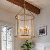 LLHZSY 4-Light Farmhouse Lantern Glass Chandelier Hanging Ceiling Pendant Light Fixture for Entryway/Hallway/House - Clear Glass - Gold - 2 of 4