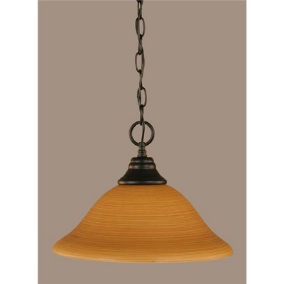 Toltec Lighting Any 1 - Light Pendant in  Matte Black with 12" Cayenne Linen Shade