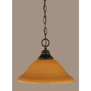 Toltec Lighting Any 1 - Light Pendant in  Matte Black with 12" Cayenne Linen Shade - 1 of 1