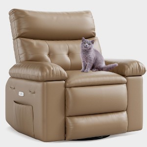 Manual Rotating Reclining Sofa Chair, Wide Comfortable Lounge Chair Featuring 360-Degree Swivel and Side Pull Ring Recliner - 1 of 4
