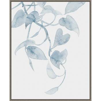 22" x 28" Pothos Plant I by Grace Popp Framed Canvas Wall Art Gray Wash - Amanti Art