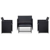 vidaXL 4 Piece Patio Lounge Set with Cushions Poly Rattan Black - 2 of 4
