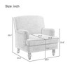 Zeus & Ruta Vintage Linen Armchair with Upholstered and Antique Solid Wood Legs, Single Accent Chair for Home - 3 of 4