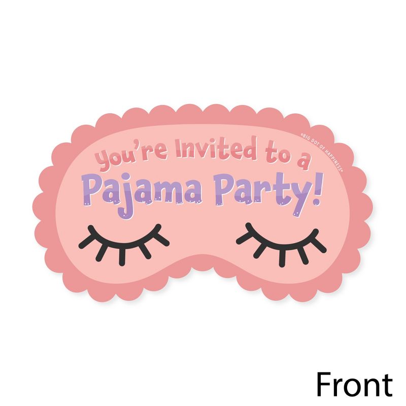 Big Dot of Happiness Pajama Slumber Party - Shaped Fill-In Invitations - Girls Sleepover Birthday Party Invitation Cards with Envelopes - Set of 12, 3 of 8