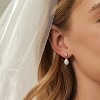 Pearl Earrings: 14k Gold-plated Cubic Zirconia Accented Pearl Drop Dangle Wedding Engagement Earrings For Women Bridal Bridesmaid - 4 of 4