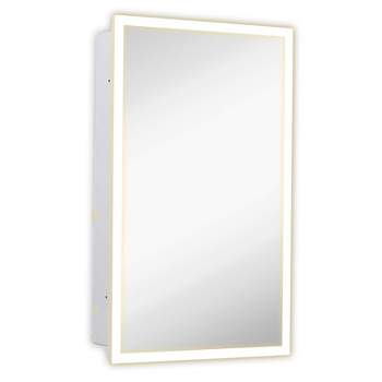 Hamilton Hills 16" x 26" White Lighting Medicine Cabinet with Mirror with 4 Glass Shelves
