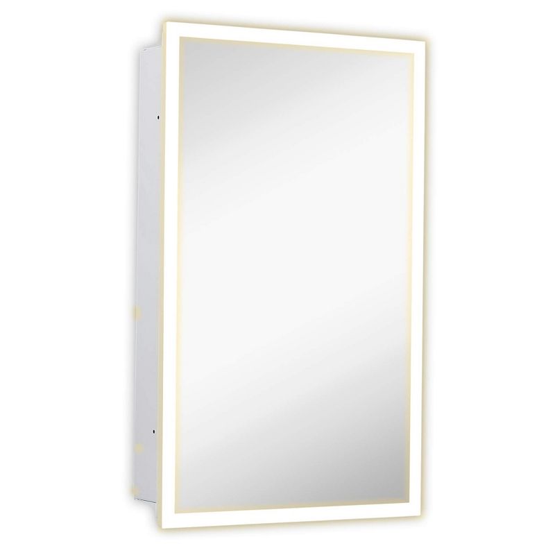 Hamilton Hills 16" x 26" White Lighting Medicine Cabinet with Mirror with 4 Glass Shelves, 1 of 6