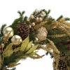 Golden Luxe 34"D Gilded Faux Pine Wreath W/ Ornaments, Ribbon & Pine Cones - FXP1097 -Multicolored - Safavieh - 4 of 4