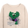 Women's - Marvel - Hulk Smash Through Wall Lightweight French Terry Wide Neck Long Sleeve Shirt - 2 of 4