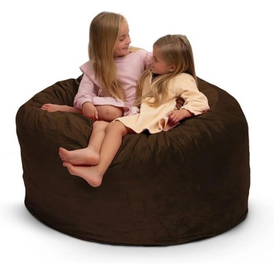 Ultimate Sack 4ft Bean Bag Chair, Oversized Comfortable Indoor Floor Lounger, Giant Foam-Filled Furniture for Relaxing, Brown Suede