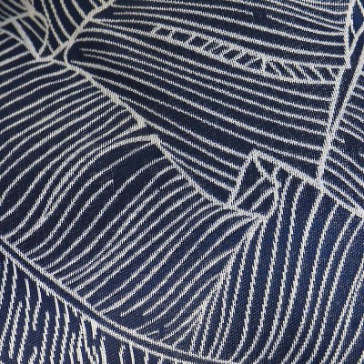 Navy and White Banana Leaf Pattern Outdoor Wicker Chair Cushions