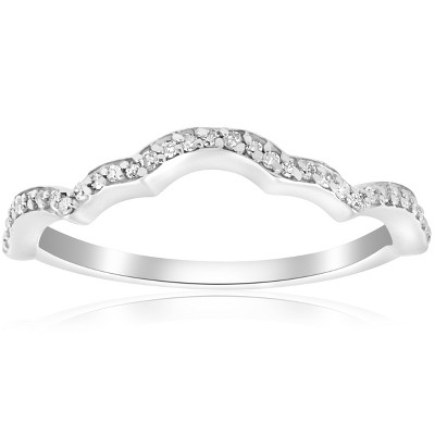 Pompeii3 1/5ct Diamond Curved Wedding Ring Enhancer 14K White Gold