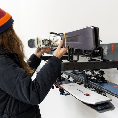 Black Steel Wall-Mounted Ski and Snowboard Storage Rack