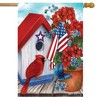 American Cardinal House Flag Patriotic Floral Birds 28" x 40" Briarwood Lane - 2 of 4