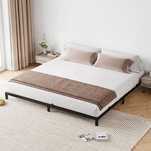 Bed Frame, No Box Spring Needed, Low Profile Heavy-Duty Metal Platform with Sturdy Steel Slats, Noise-Free, Easy Assembly, Black - 1 of 4