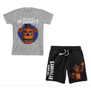 Five Nights At Freddy's Freddy Fazbear Boy's Short Sleeve Shirt & Lounge Shorts Combo Set - 1 of 4