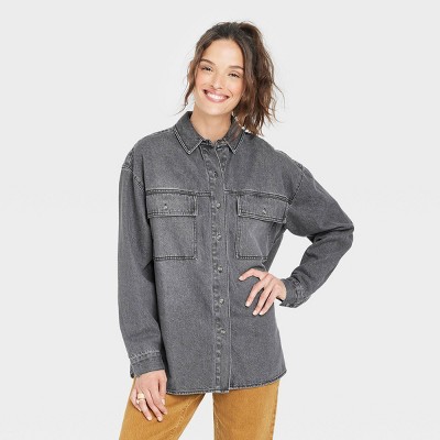 grey collared shirt women's