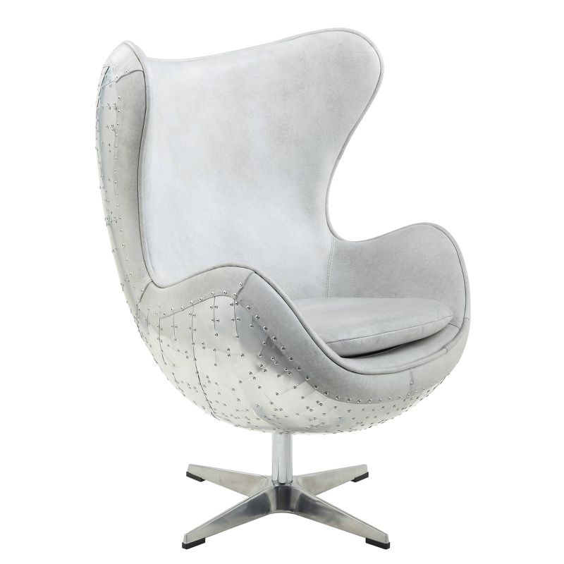 33.5&#34; Brancaster Accent Chair Vintage White Top Grain Leather Aluminum - Acme Furniture, 2 of 6