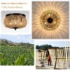 Gulches Brown Boho Rustic Coastal 3-Light Dimmable Flush Mount Ceiling Light for Living Room with Hand Woven Rattan Cage Shade - 2 of 4