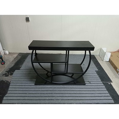 Coucheta Industrial Narrow Console Table with 4 Storage Shelves, Slim Entryway Table with Half-Circle Base for Living Room Hallway