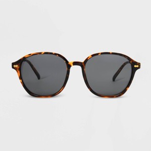 Women's Shiny Plastic Round Gray Lens Sunglasses - Universal Thread™ Brown/Tortoise Print - 1 of 2